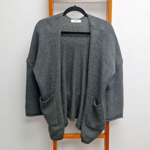 Slate Green Open Front Cardigan with Pockets Size XL